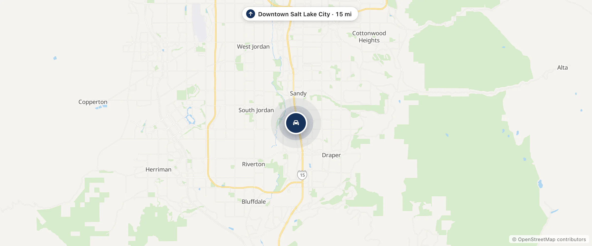 Map showing the location of Tim Dahle Nissan Southtowne