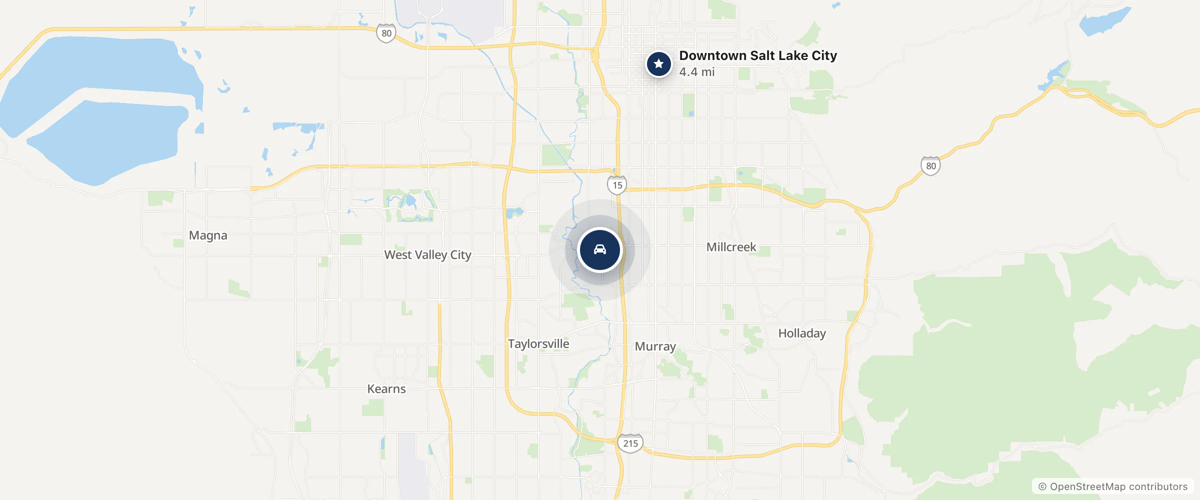 Map showing the location of Salt Lake Valley Buick GMC