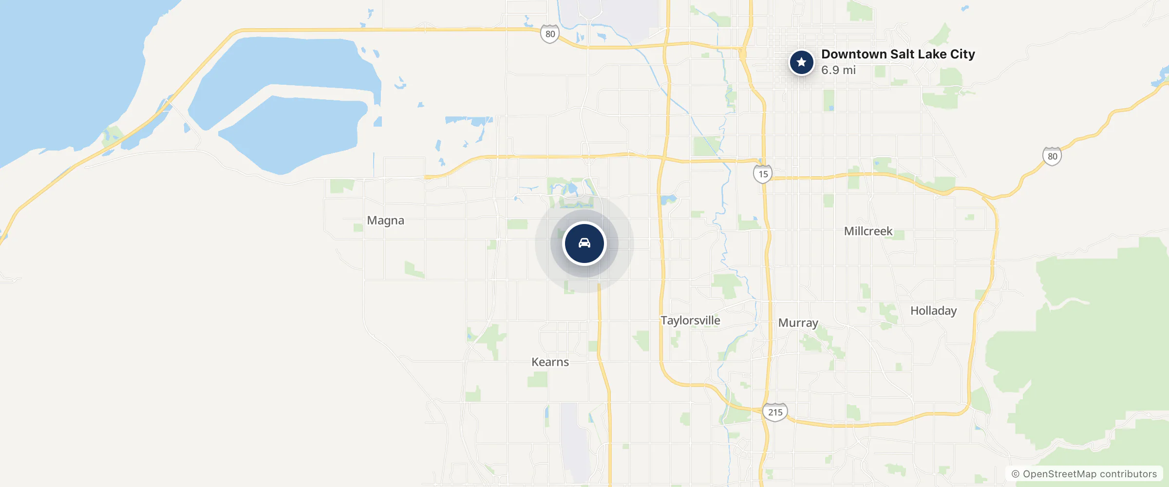 Map showing the location of Ken Garff West Valley Ford