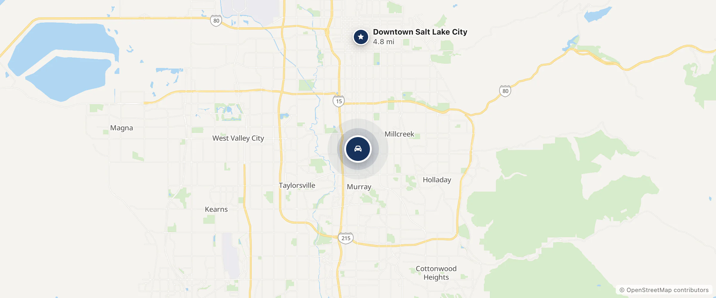 Map showing the location of Salt Lake Mitsubishi