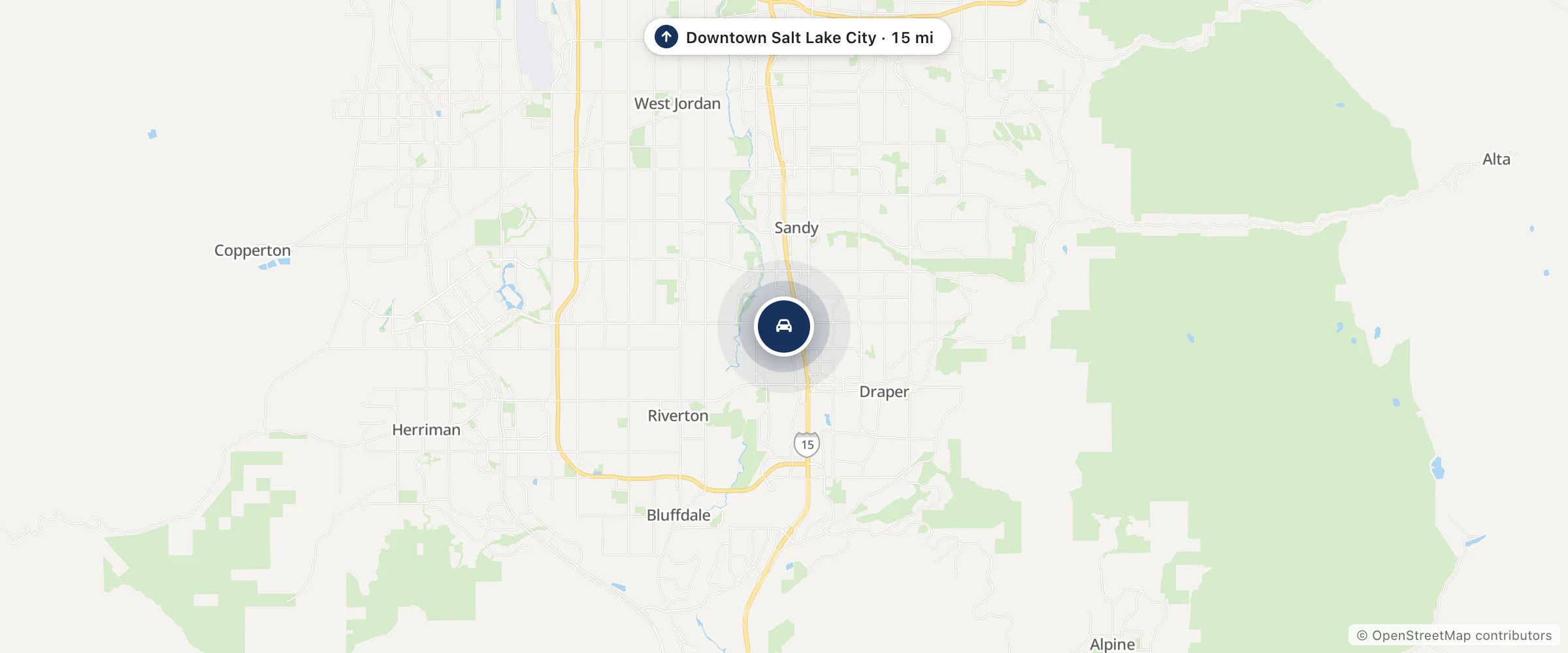 Map showing the location of Larry H. Miller Ford Lincoln Draper
