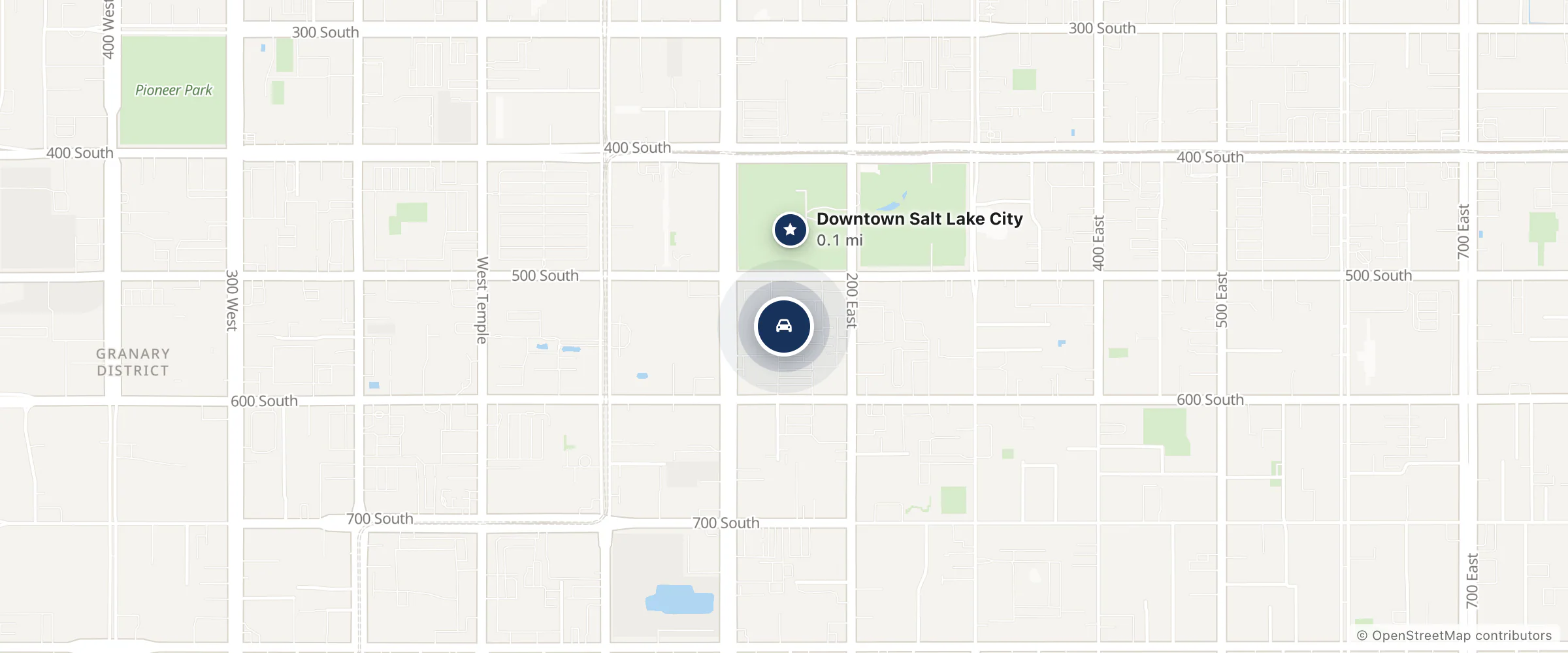 Map showing the location of Jaguar Land Rover Downtown Salt Lake